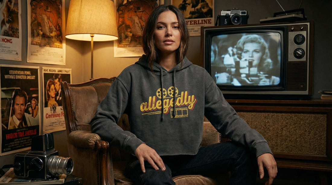 Retro Allegedly Crop Hoodie - Classic TV & Movie Inspired - Lifestyle image