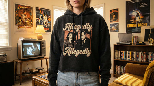 Retro Allegedly Crop Hoodie - Classic TV & Movie Inspired - Lifestyle image