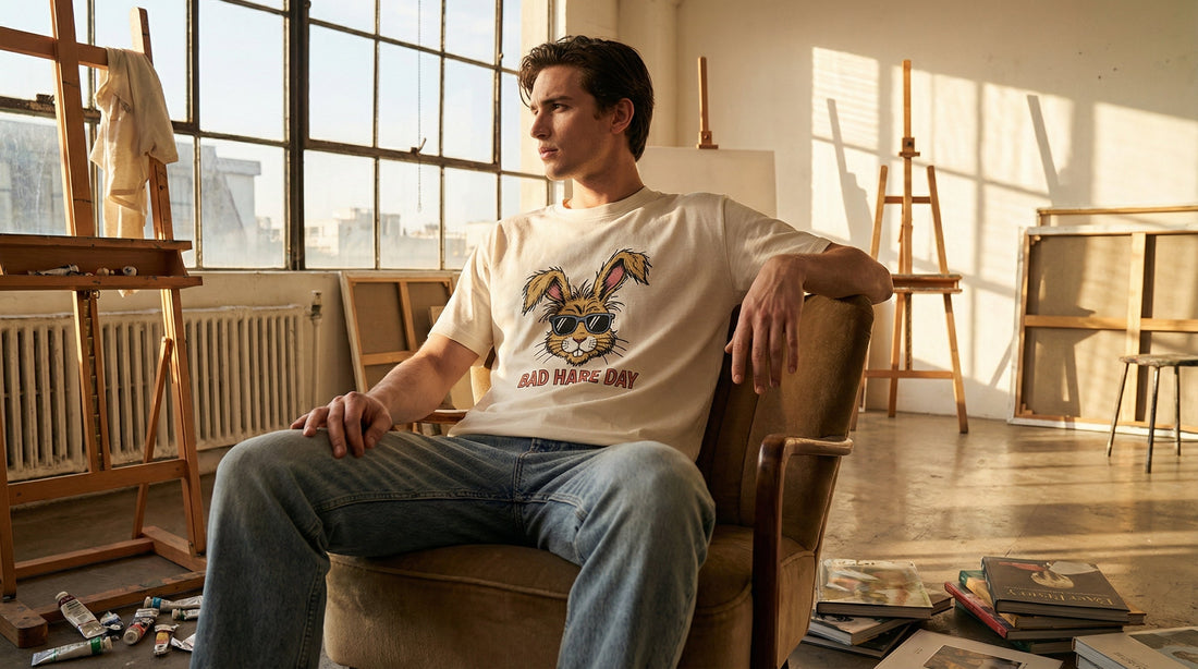 Bad Hare day - Retro Tee - Organic Cotton T-shirt - Lifestyle image