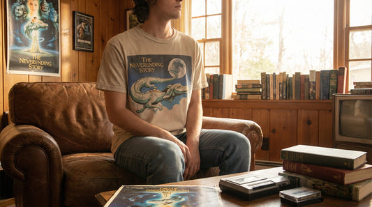 Falkor The Neverending Story T-Shirt - Retro 80s Fantasy Movie Luckdragon Tee - Lifestyle image