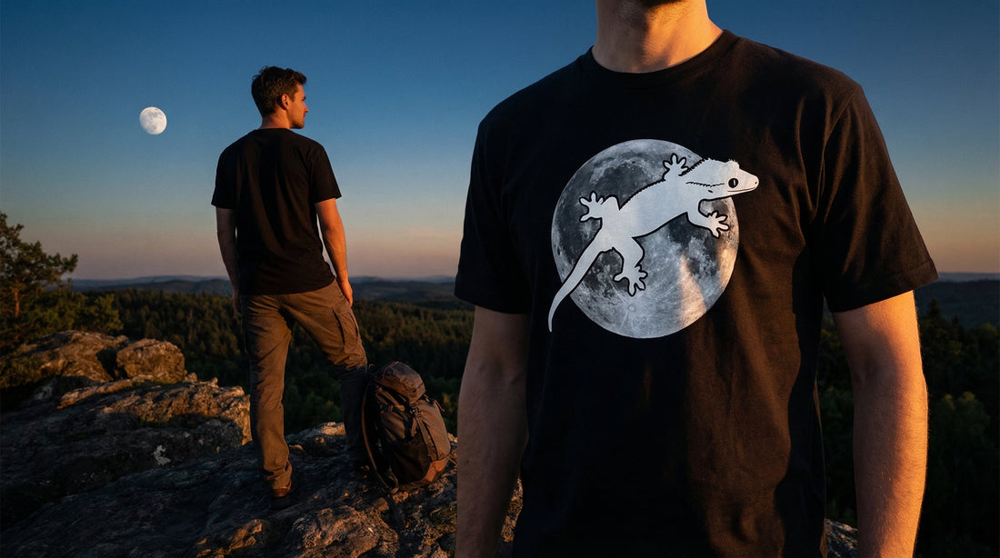 Gecko Moon Jump Tee — Crested Gecko Parody Shirt - Lifestyle image