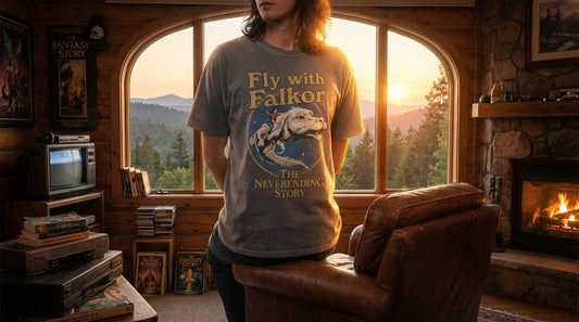 Vintage Falkor The Neverending Story T-Shirt - Retro 80s Fantasy Movie Luckdragon Tee - Lifestyle image