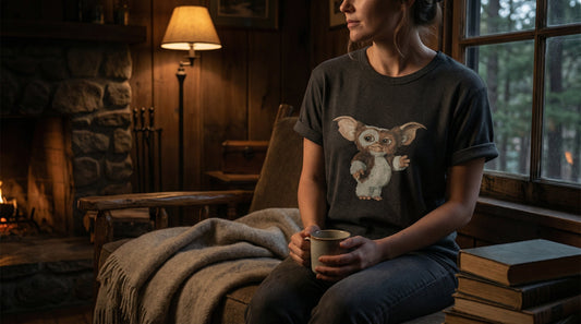 Gizmo Gremlins Organic Ribbed Tee — Adorable Mogwai Vintage Art - Lifestyle image