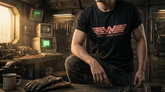 Weyland Corp Vintage Logo Tee — Alien Franchise Retro Corporate Shirt - Lifestyle image