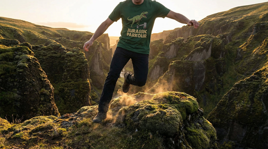 Jurassic Parkour - organic cotton t-shirt - Lifestyle image
