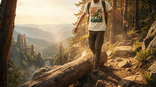 Jurassic Parkour T-Rex Tee — Tiny Arms Big Dreams Organic Cotton - Lifestyle image