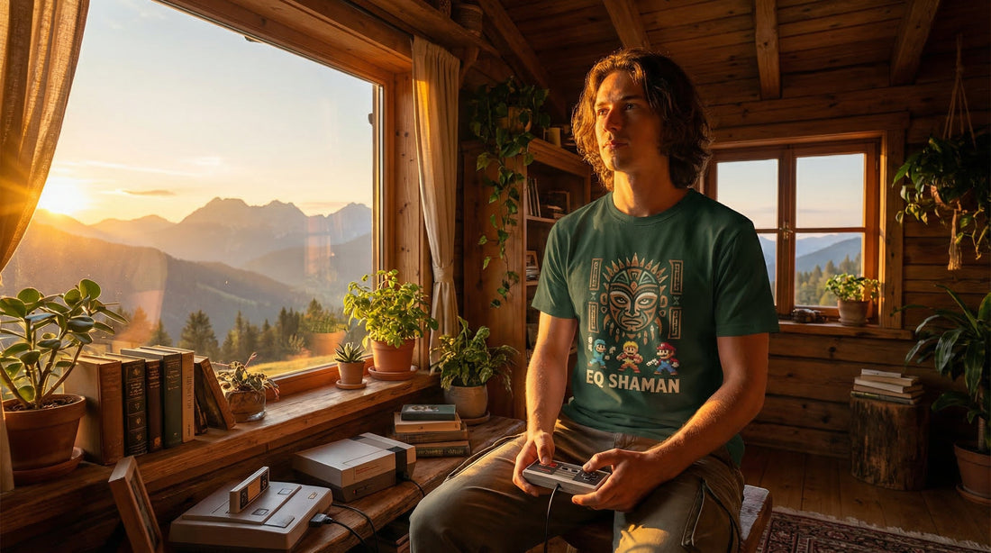 EQ Shaman - organic ribbed neck t-shirt - Lifestyle image