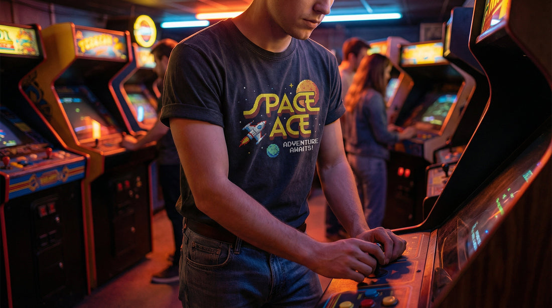 Space Ace Retro Arcade T-Shirt: Relive 80s Gaming Glory