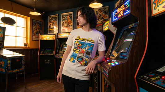 Space Ace Retro Arcade T-Shirt - 80s Video Game Tee by Don Bluth - Lifestyle image