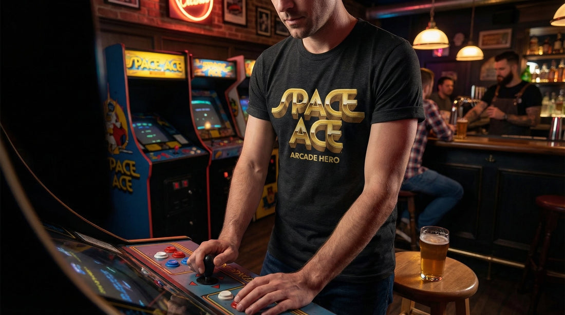 80s Space Ace Arcade Tee — Retro Video Game Shirt - Lifestyle image