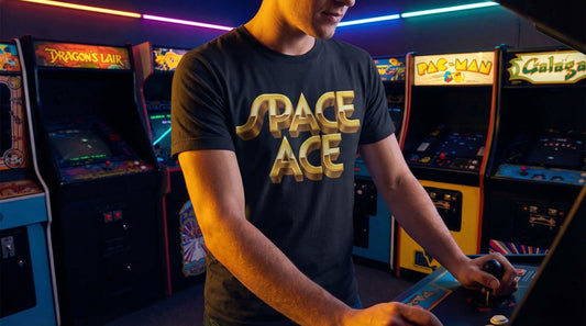 Space Ace Arcade Tee — Retro 80s Video Game Shirt - Lifestyle image