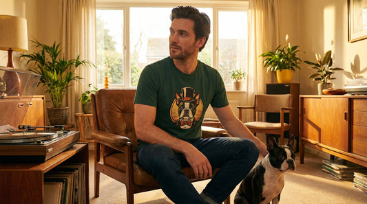 The Young Gentleman — Dapper Boston Terrier Retro Portrait Tee - Lifestyle image