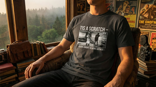 Tis a Scratch — Black Knight vs King Arthur Tee - Lifestyle image