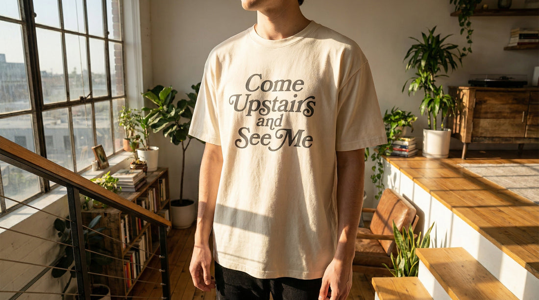 Come upstairs and see me - Organic Cotton T-Shirt - Lifestyle image