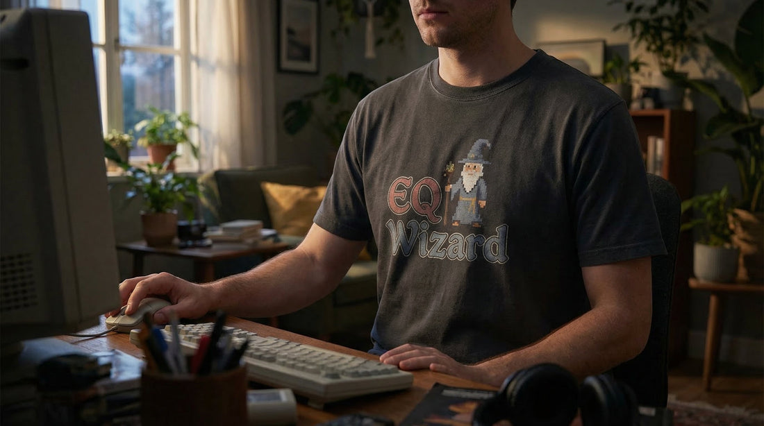 EQ Wizard - organic ribbed neck t-shirt - Lifestyle image