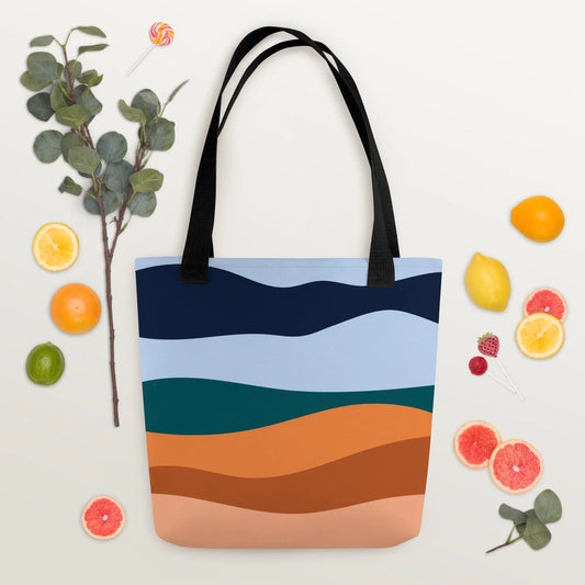 Ocean Breeze Abstract Tote bag by Retro Splendor Tags: bag, colorful, ocean, Printful, tote, vintage, waves RetroSplendor Apparel