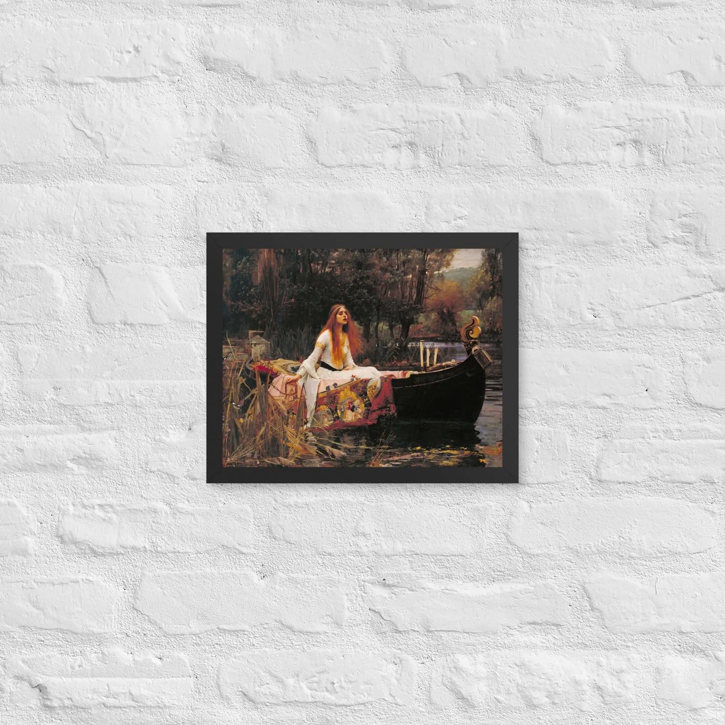 John William Waterhouse - Lady in a boat Framed poster by Retro Splendor Tags: beautiful, black and white, countryside, framed, lady, lake, painting, picture, pond, Printful, vintage RetroSplendor Apparel