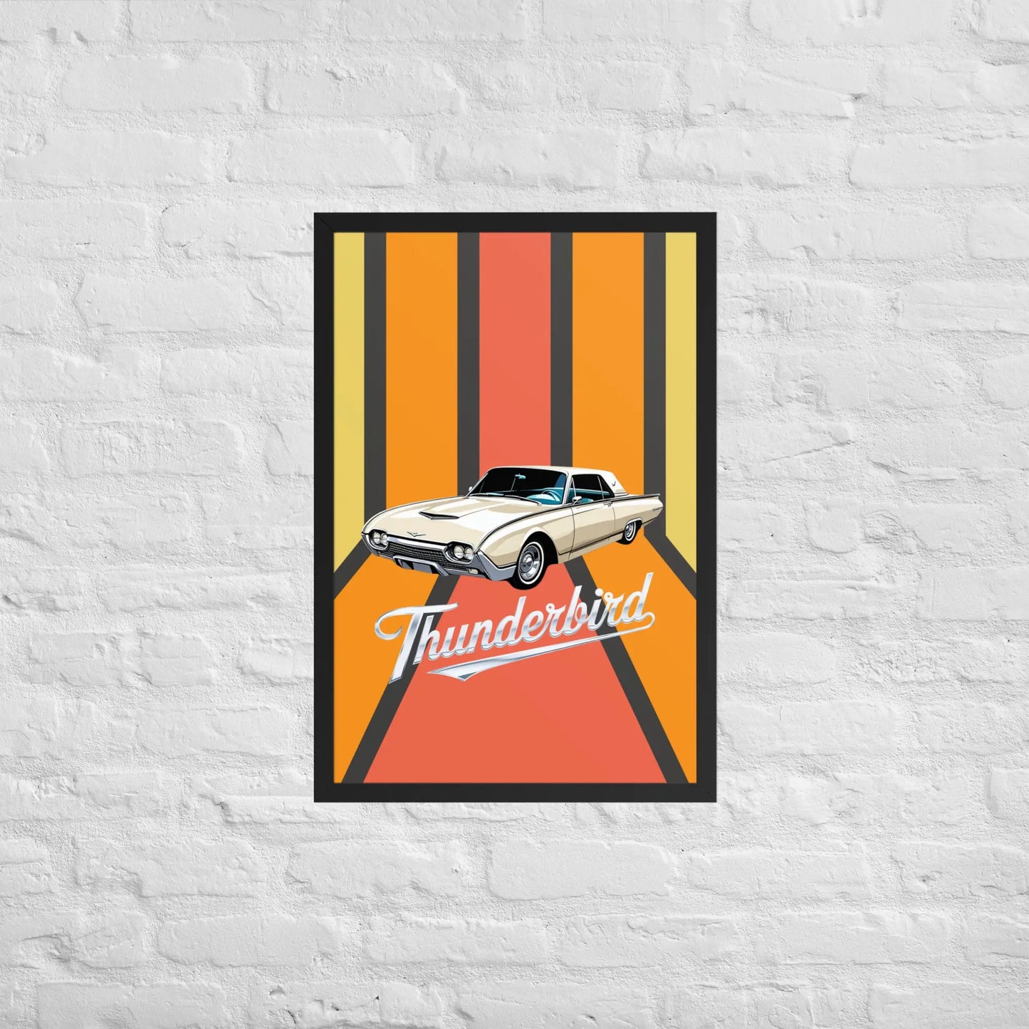 Retro '60s Thunderbird - Framed poster by Retro Splendor Tags: 60s, artwork, ford, framed, original, poster, Printful, retro, thunderbird, vintage RetroSplendor Apparel