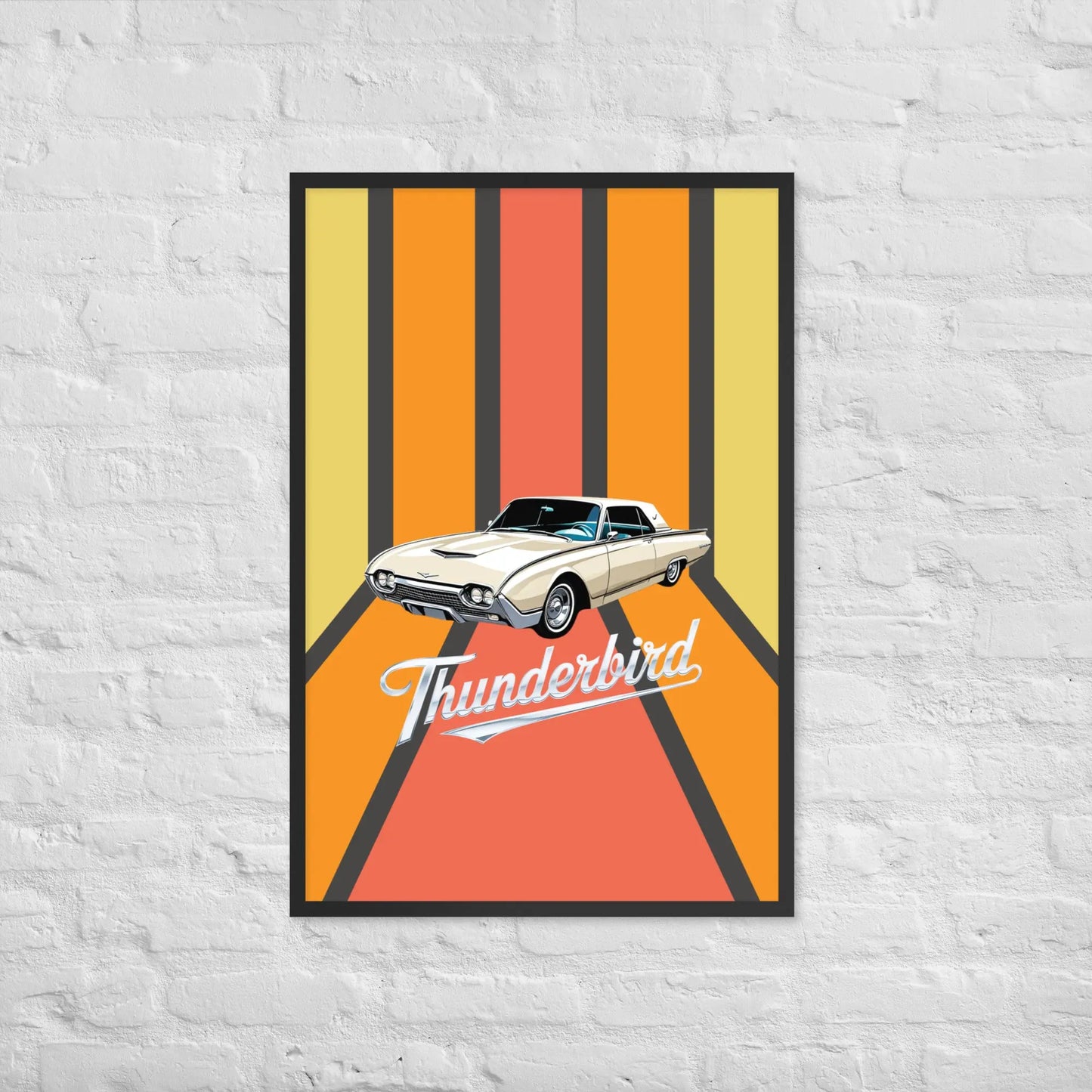 Retro '60s Thunderbird - Framed poster by Retro Splendor Tags: 60s, artwork, ford, framed, original, poster, Printful, retro, thunderbird, vintage RetroSplendor Apparel