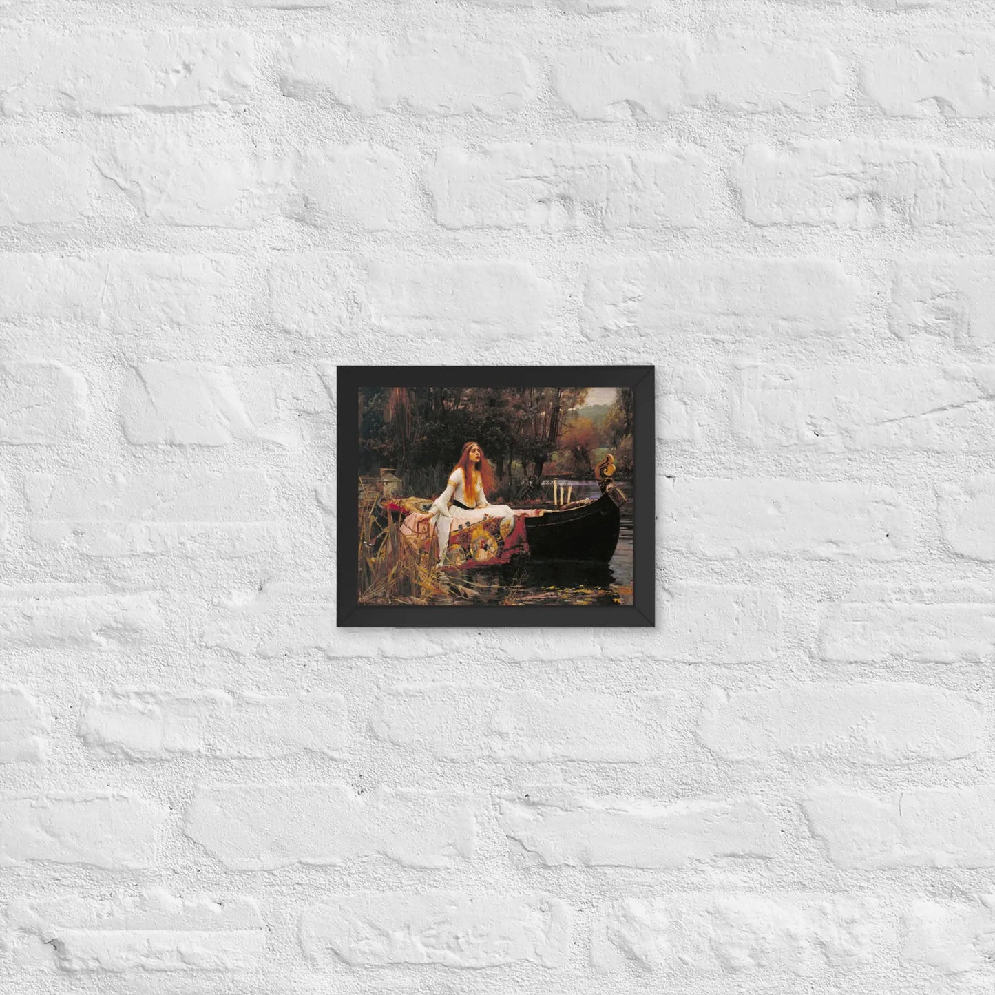 John William Waterhouse - Lady in a boat Framed poster by Retro Splendor Tags: beautiful, black and white, countryside, framed, lady, lake, painting, picture, pond, Printful, vintage RetroSplendor Apparel