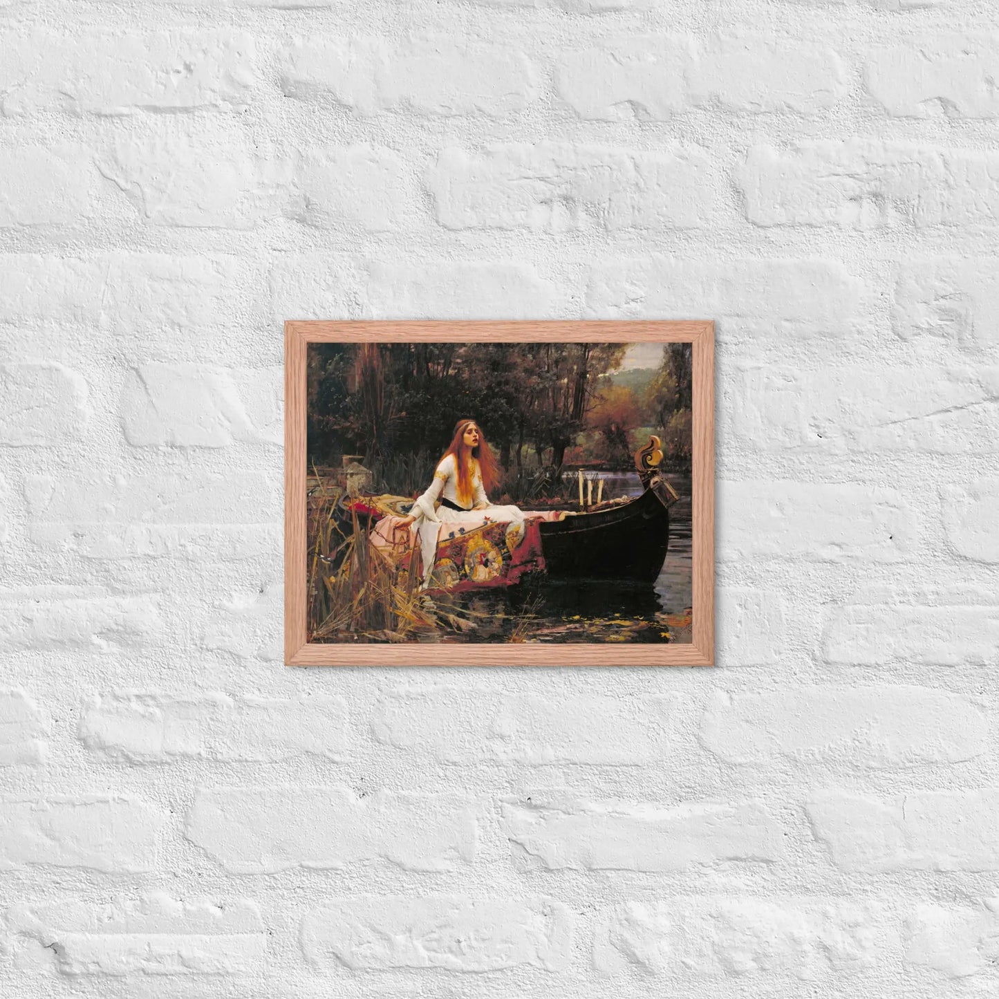 John William Waterhouse - Lady in a boat Framed poster by Retro Splendor Tags: beautiful, black and white, countryside, framed, lady, lake, painting, picture, pond, Printful, vintage RetroSplendor Apparel