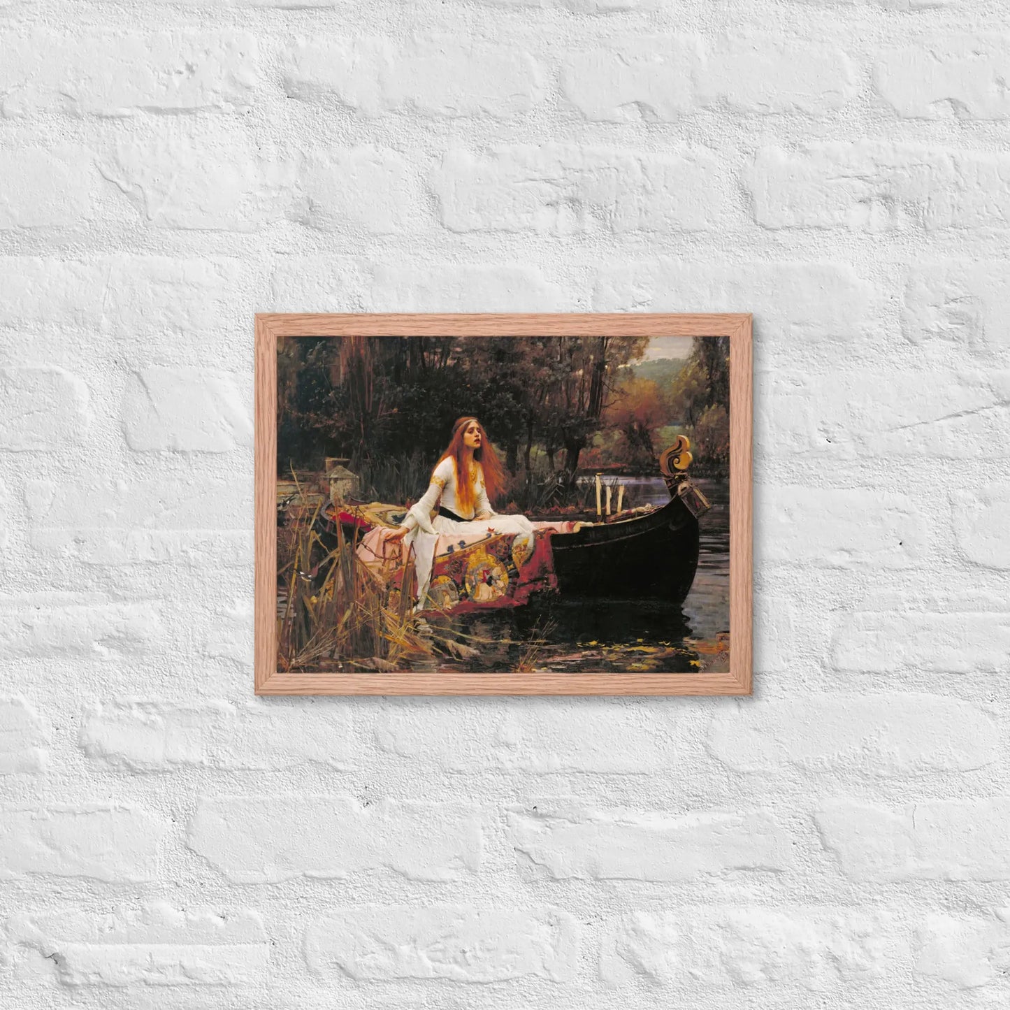 John William Waterhouse - Lady in a boat Framed poster by Retro Splendor Tags: beautiful, black and white, countryside, framed, lady, lake, painting, picture, pond, Printful, vintage RetroSplendor Apparel