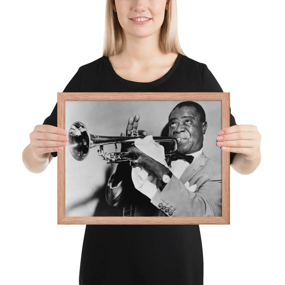 Louis Armstrong Vintage Framed Digital Photo Print by Retro Splendor Tags: digital art, framed print, Louis Armstrong, music history, vintage photo RetroSplendor Apparel