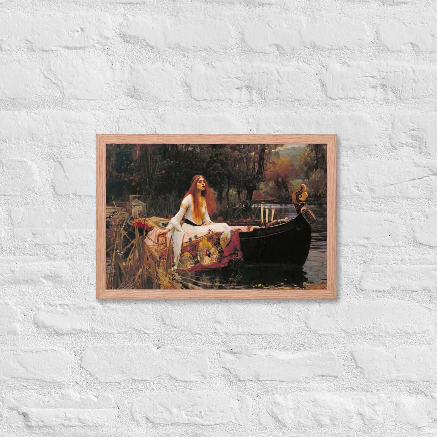 John William Waterhouse - Lady in a boat Framed poster by Retro Splendor Tags: beautiful, black and white, countryside, framed, lady, lake, painting, picture, pond, Printful, vintage RetroSplendor Apparel