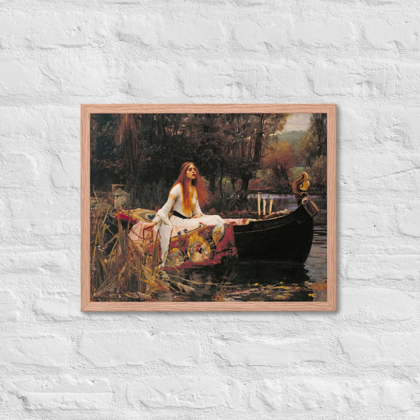 John William Waterhouse - Lady in a boat Framed poster by Retro Splendor Tags: beautiful, black and white, countryside, framed, lady, lake, painting, picture, pond, Printful, vintage RetroSplendor Apparel