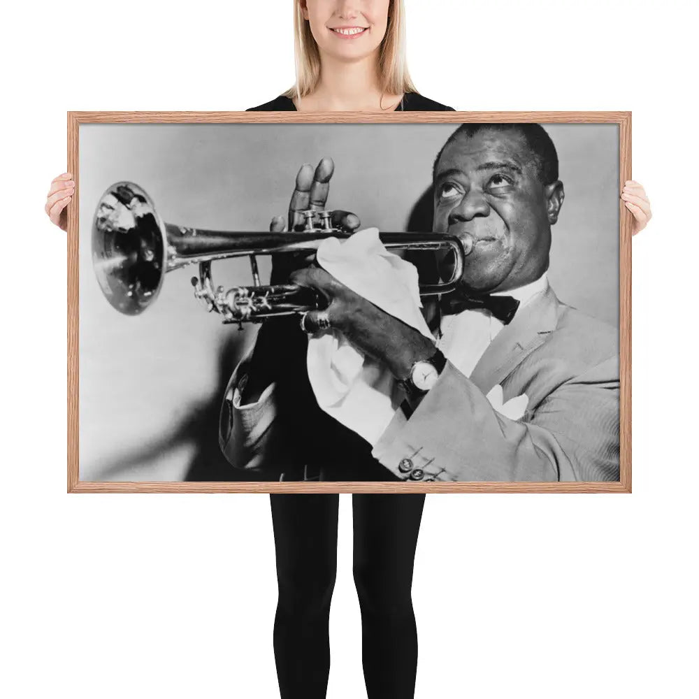 Louis Armstrong Vintage Framed Digital Photo Print by Retro Splendor Tags: digital art, framed print, Louis Armstrong, music history, vintage photo RetroSplendor Apparel