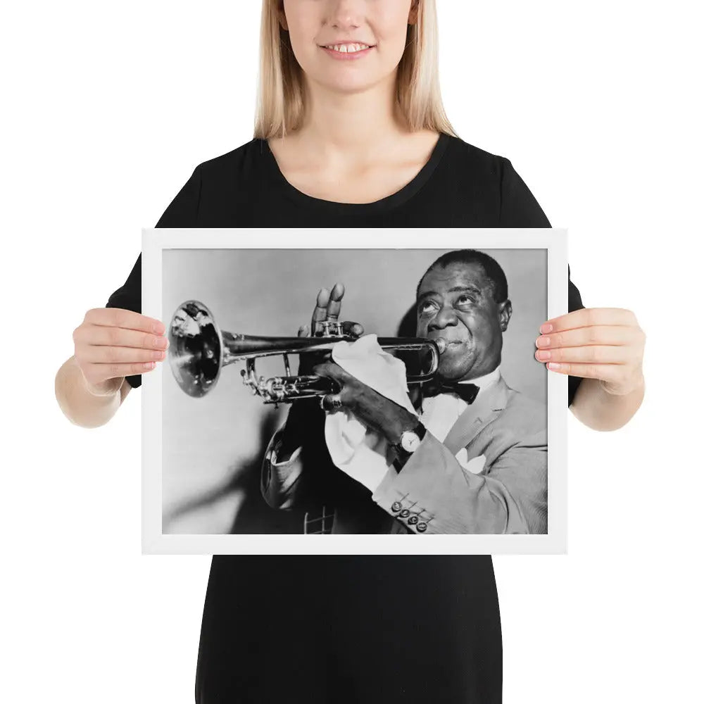 Louis Armstrong Vintage Framed Digital Photo Print by Retro Splendor Tags: digital art, framed print, Louis Armstrong, music history, vintage photo RetroSplendor Apparel