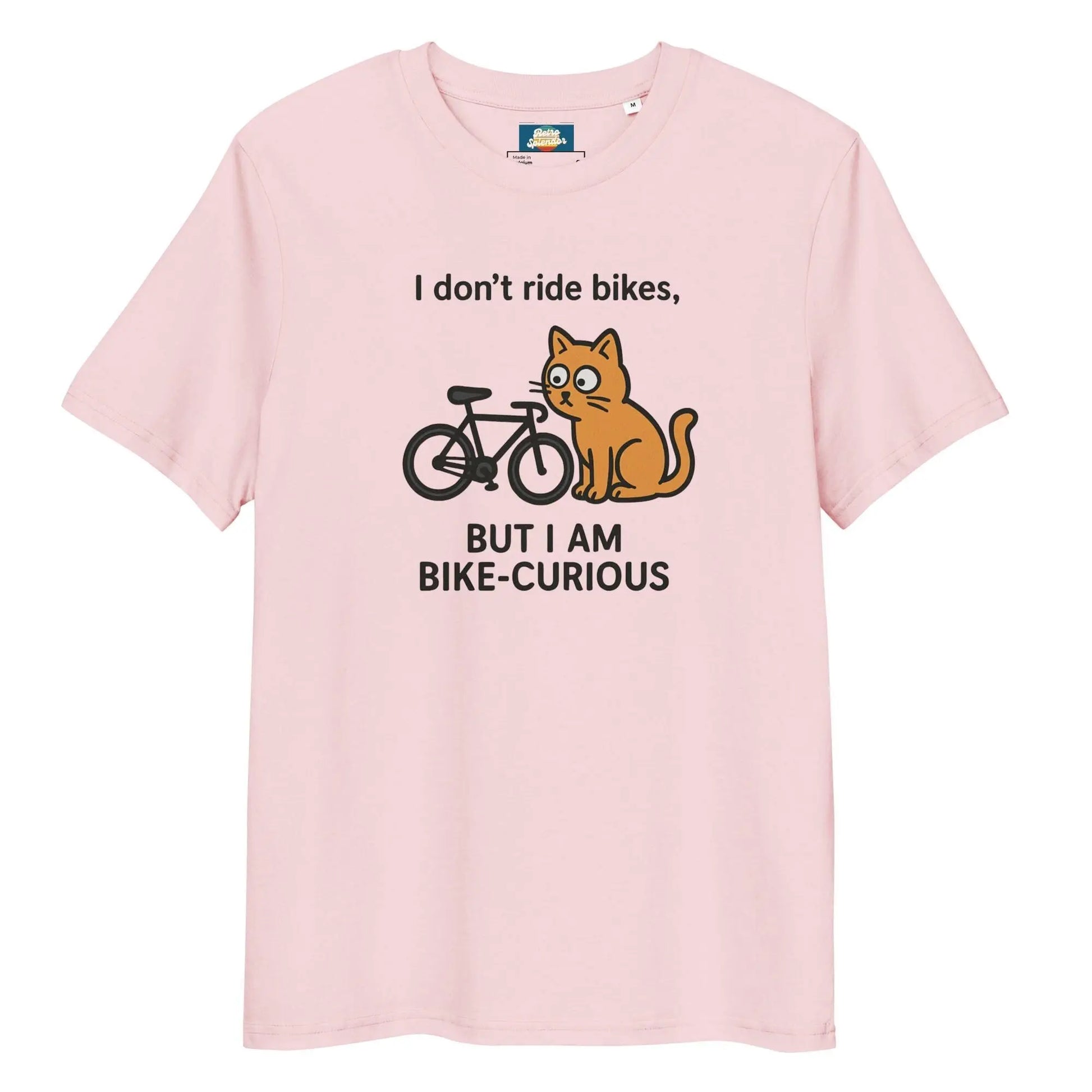 Bike Curious Cat - Unisex organic ribbed neck t-shirt