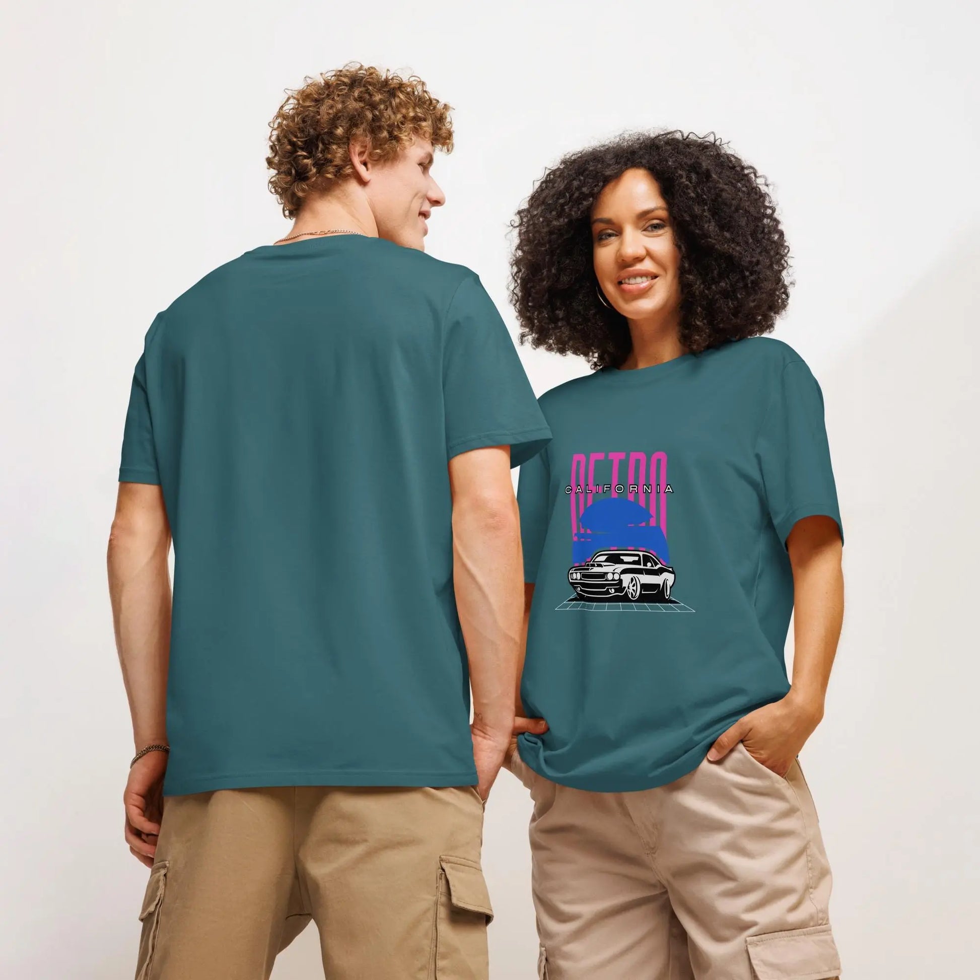 Retro California Vintage Car - Unisex organic ribbed neck t-shirt
