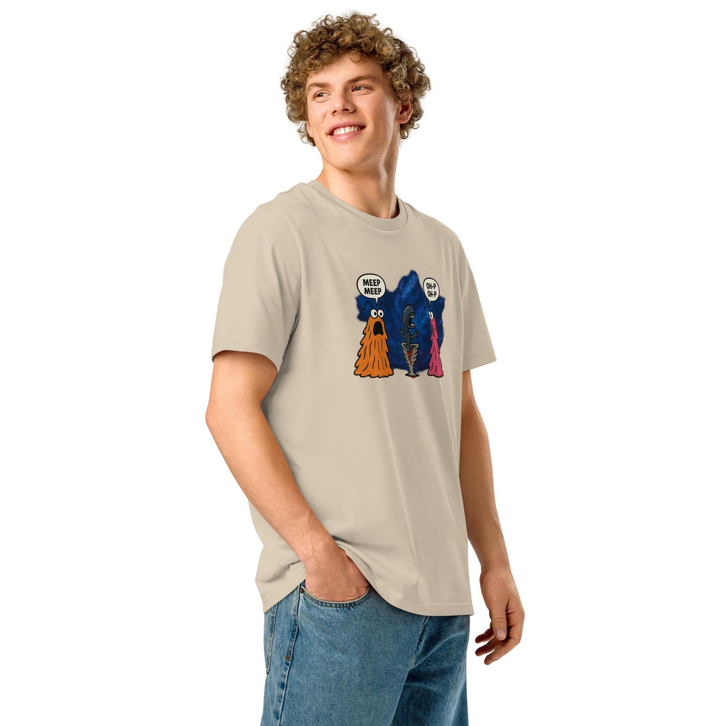 The Martians vs Aliens - Unisex organic ribbed neck t-shirt