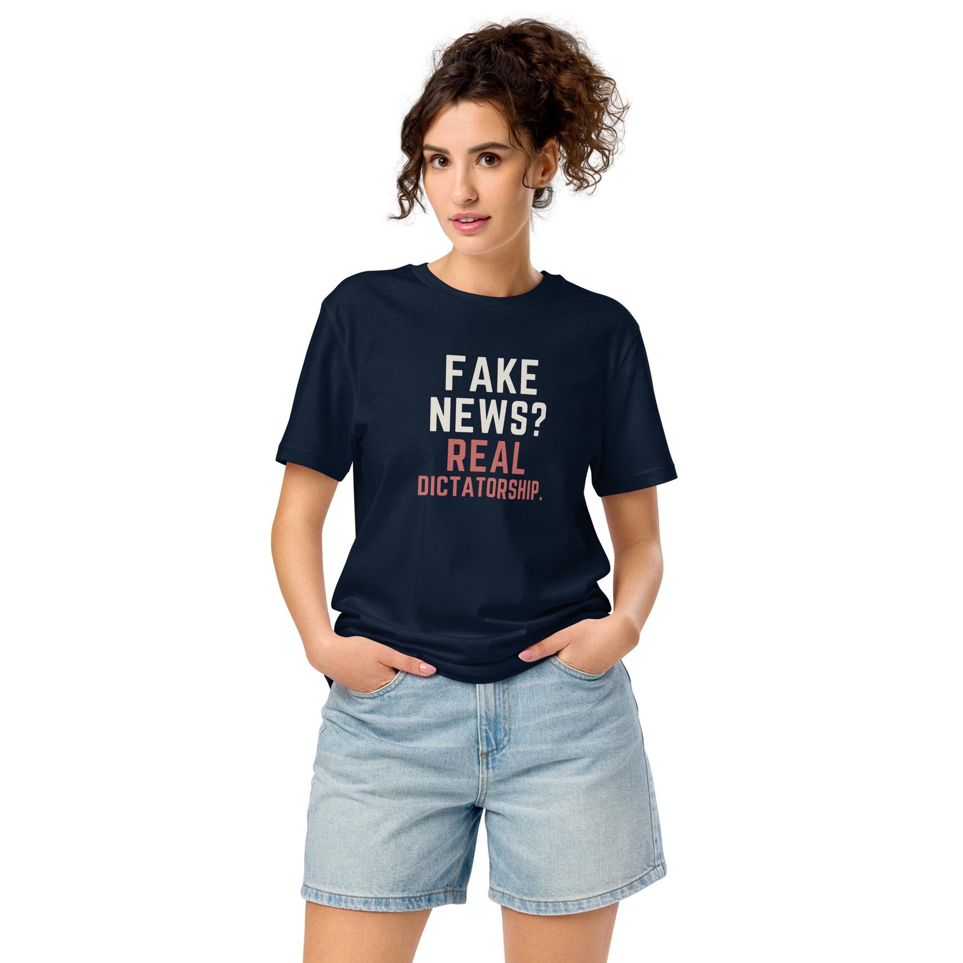 Fake News Real Dictatorship Unisex organic fashion mid-light t-shirt
