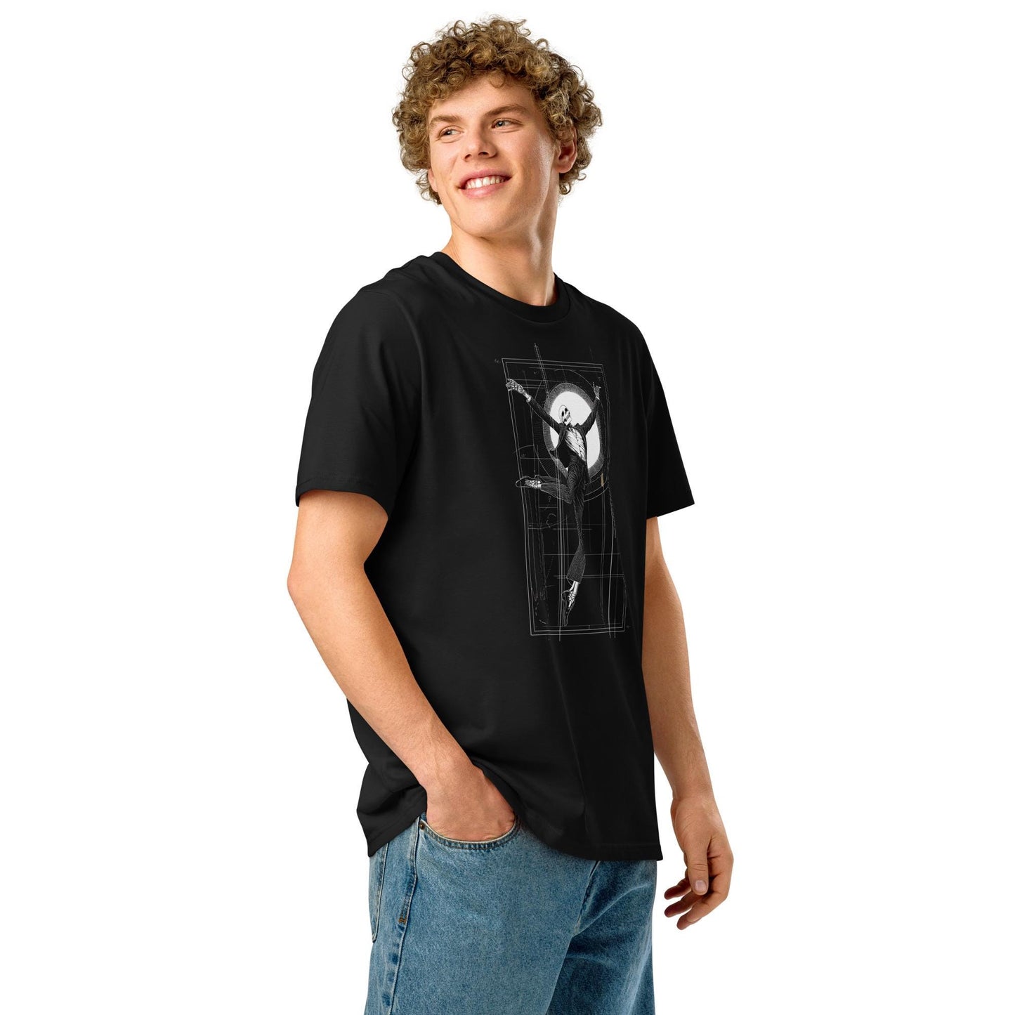 Fred Astaire Dancing Skeleton - Unisex organic ribbed neck t-shirt
