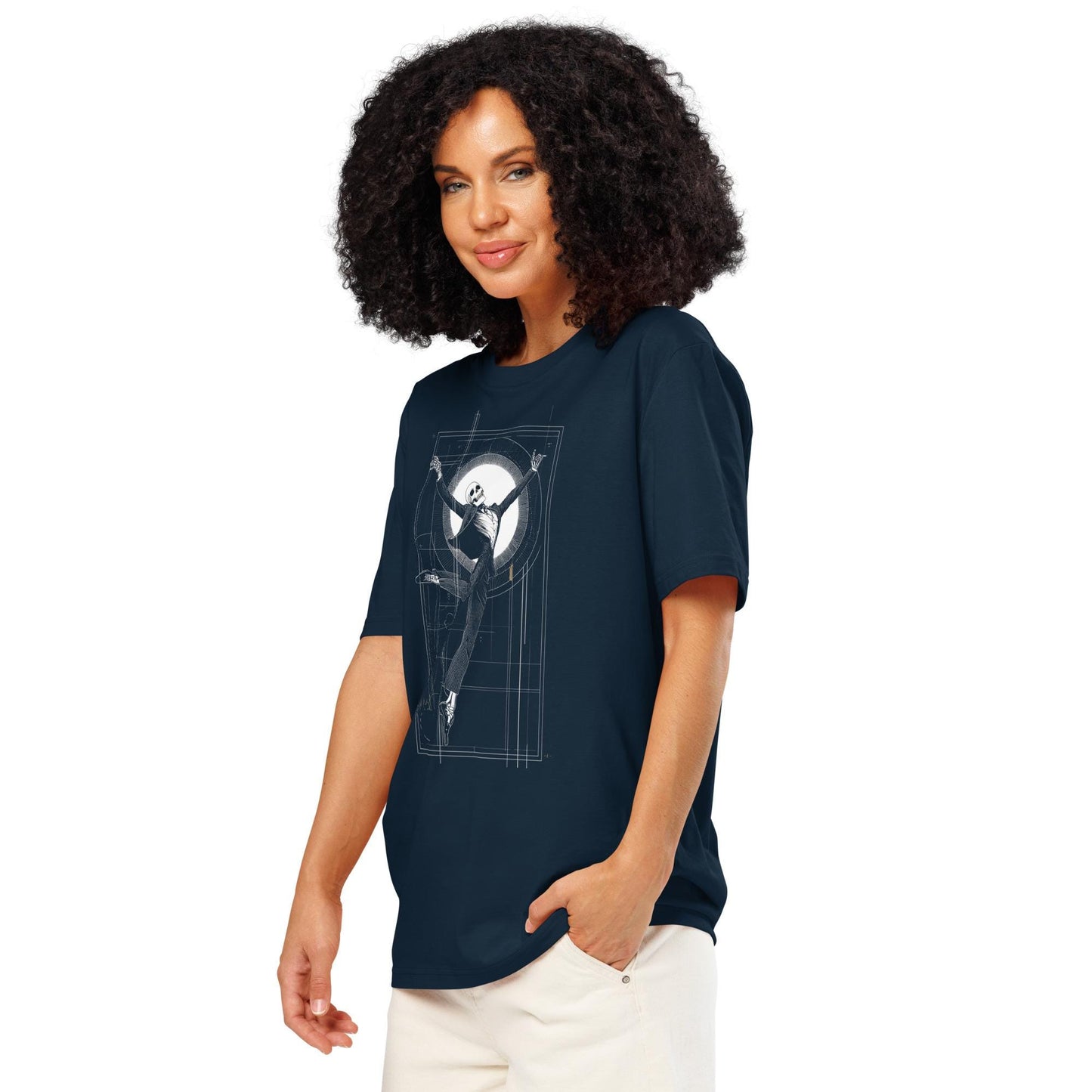 Fred Astaire Dancing Skeleton - Unisex organic ribbed neck t-shirt