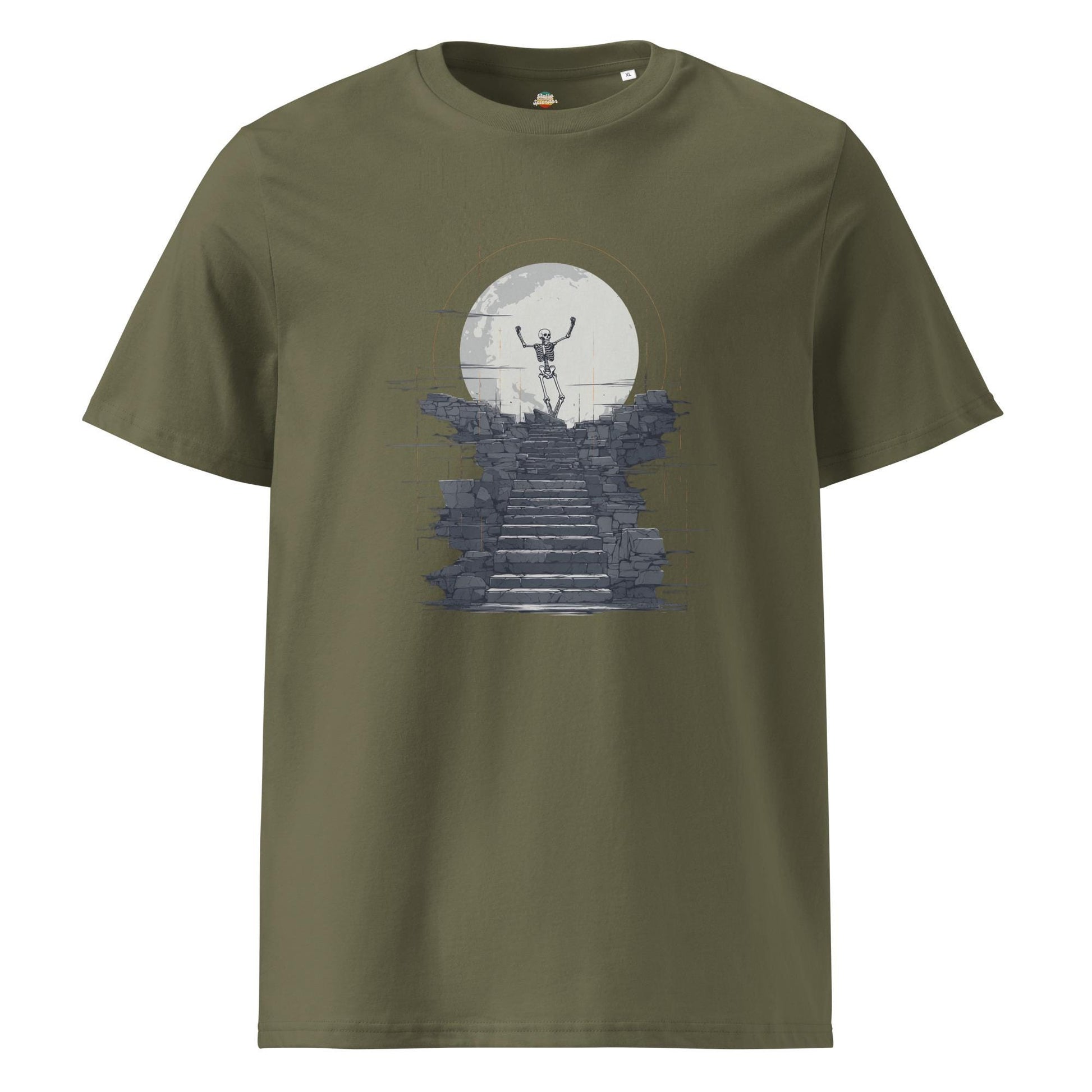 King of the Hill - Skeleton Moon Silhouette Unisex organic ribbed neck t-shirt