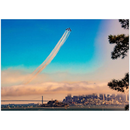 F18 Fleet Week Aluminum Print - Stunning Contrails Over San Francisco Bay - Modern Decor