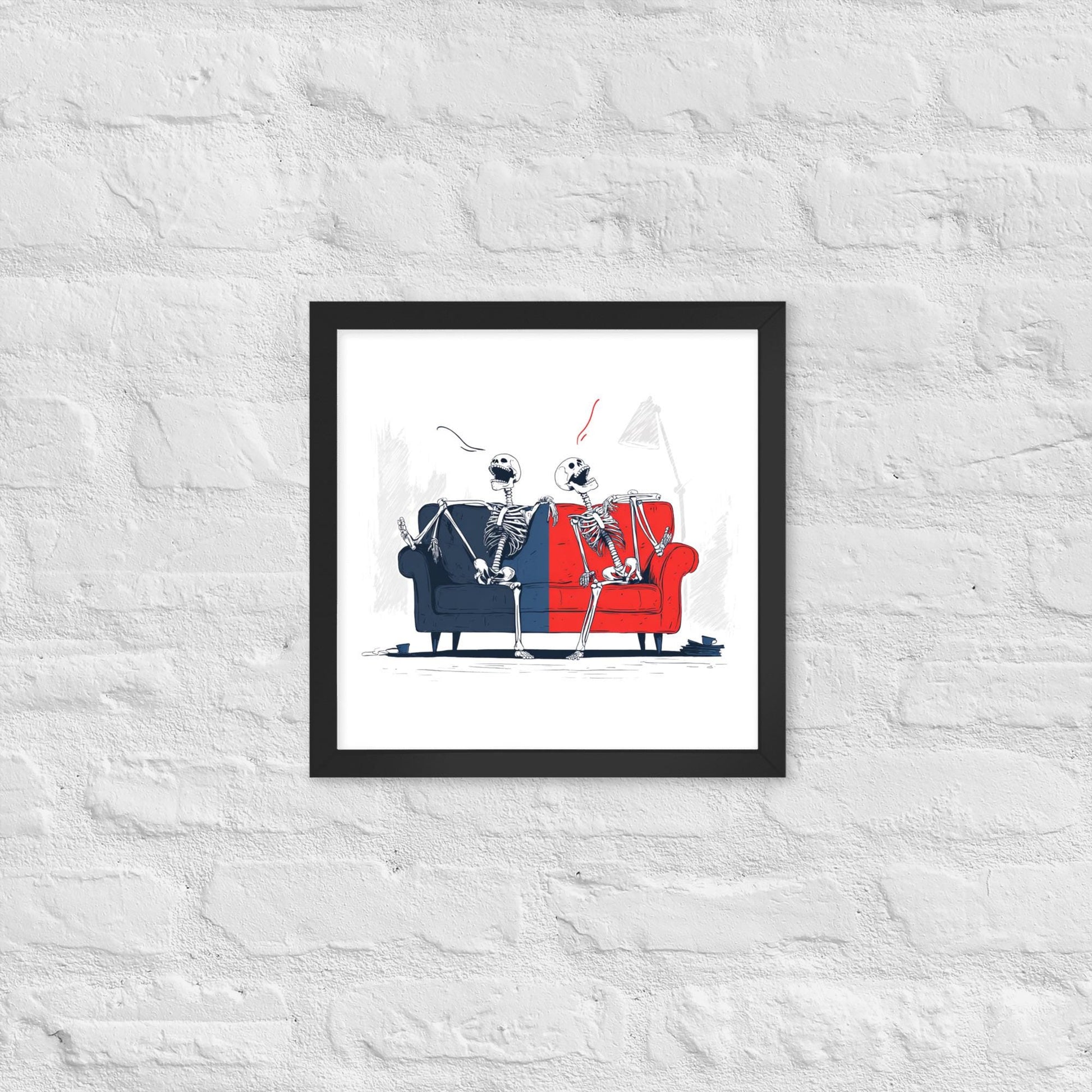 Laughing Skeletons - Framed poster