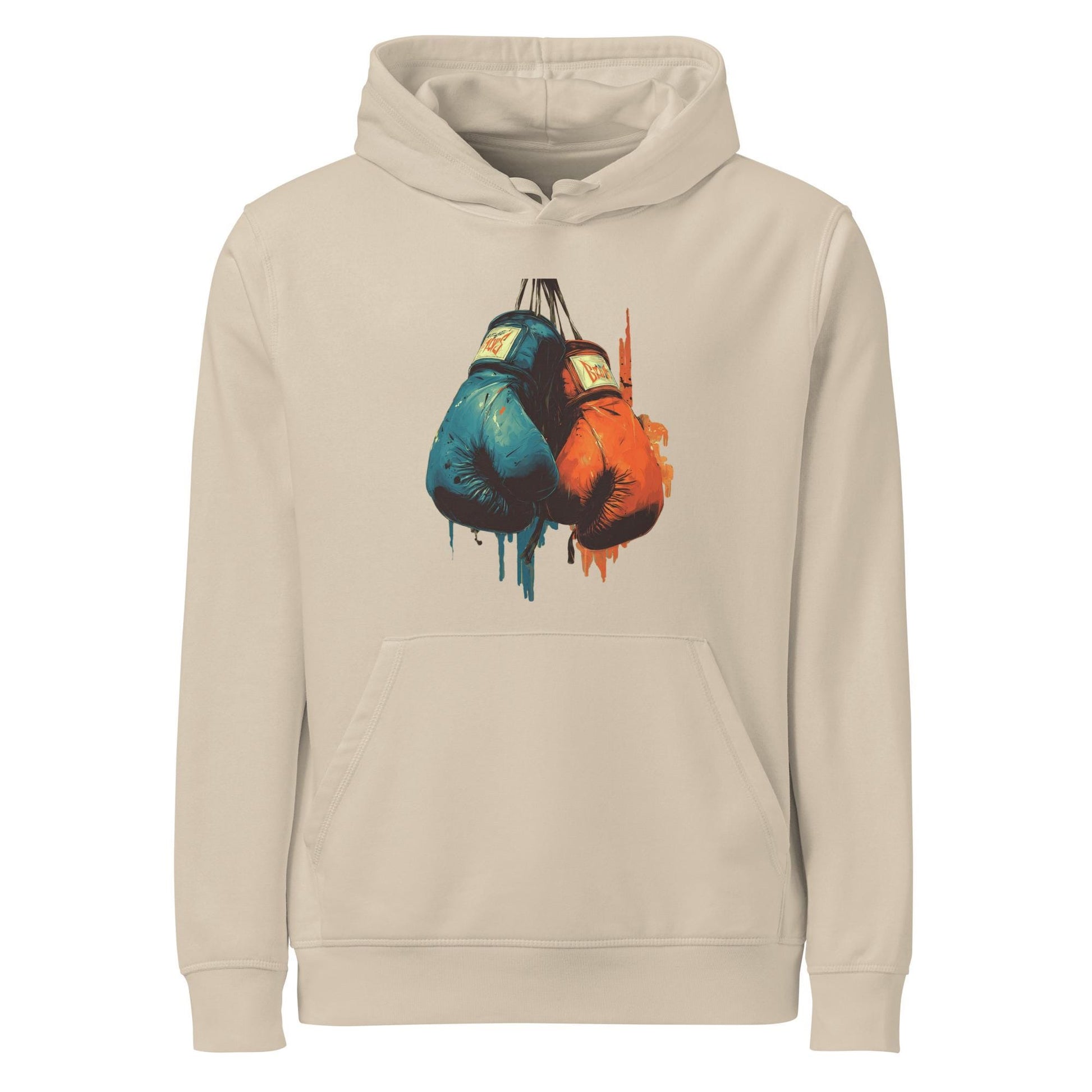 Boxing Gloves Hoodie – Graffiti Style Streetwear | Red vs Blue Fighter Hoodie, Bold Urban Athletic Sweatshirt