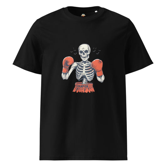 Halloween Knockout Skeleton - Unisex organic ribbed neck t-shirt