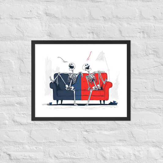 Laughing Skeletons - Framed poster