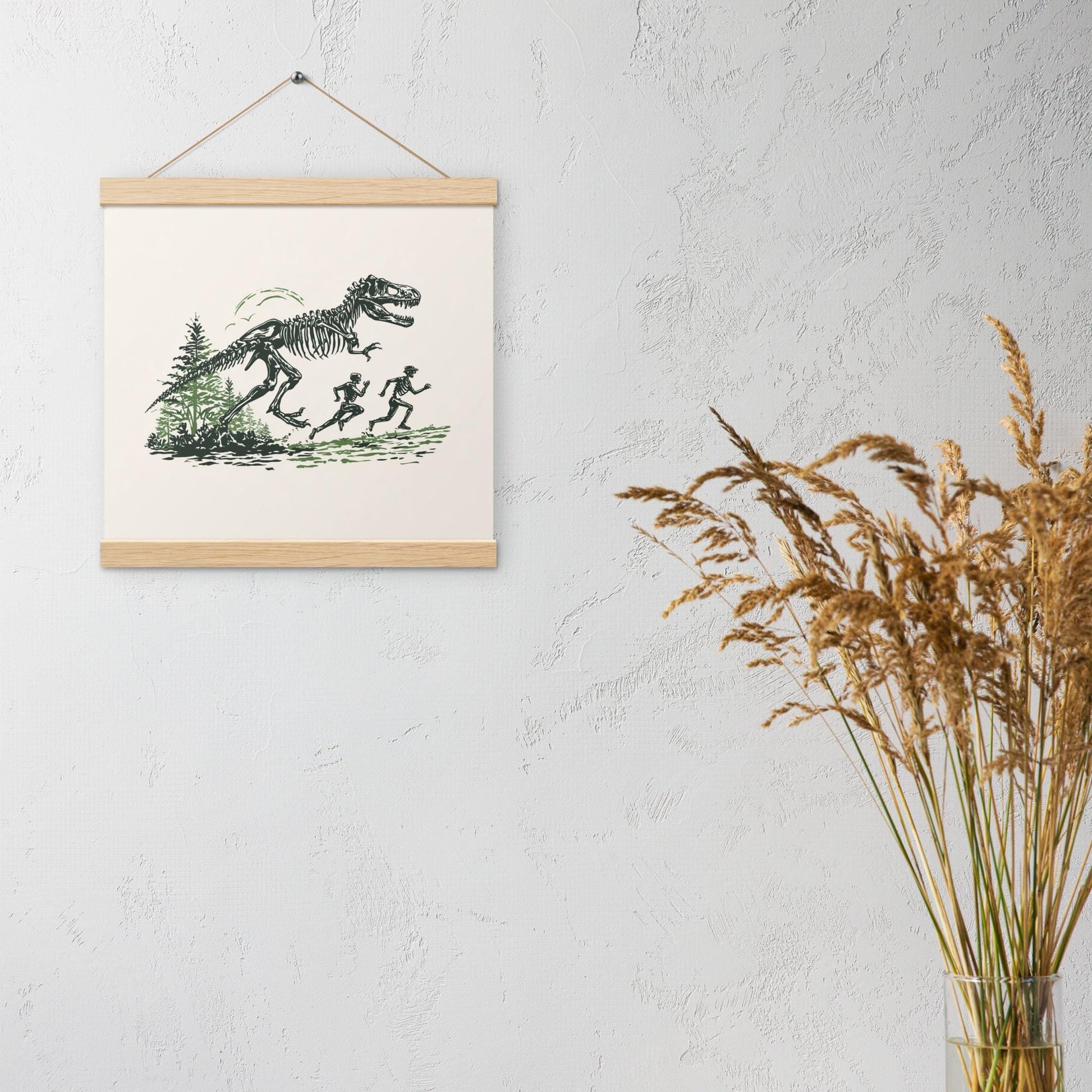 Skeleton Dino Chase - Poster with hangers