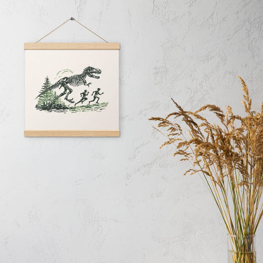 Skeleton Dino Chase - Poster with hangers