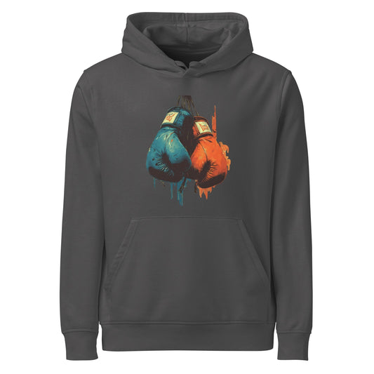 Boxing Gloves Hoodie – Graffiti Style Streetwear | Red vs Blue Fighter Hoodie, Bold Urban Athletic Sweatshirt