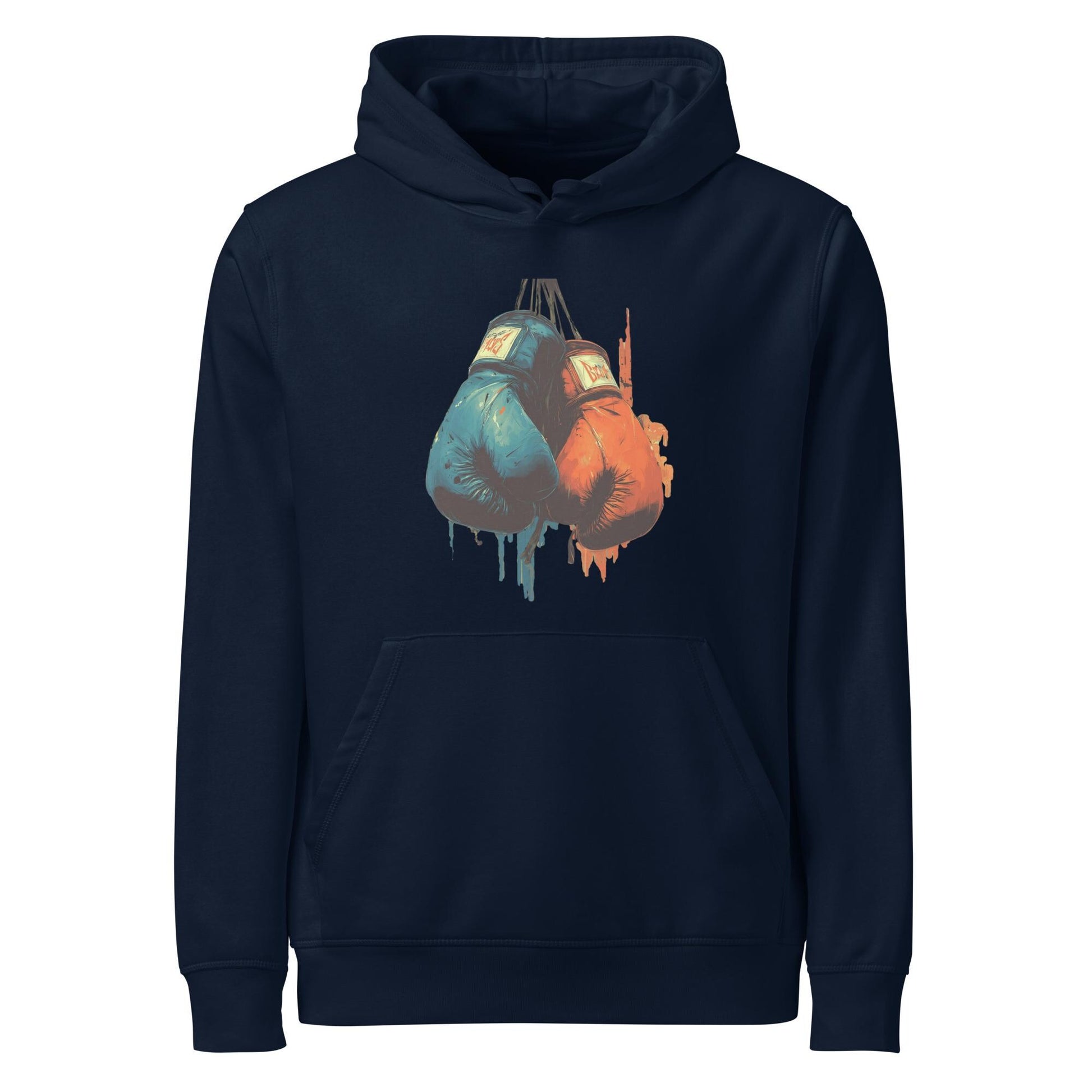 Boxing Gloves Hoodie – Graffiti Style Streetwear | Red vs Blue Fighter Hoodie, Bold Urban Athletic Sweatshirt