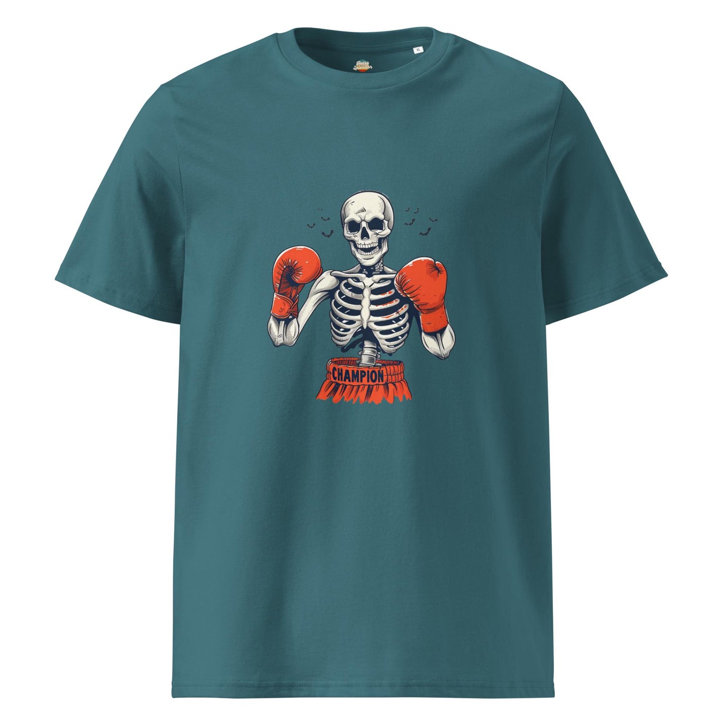 Halloween Knockout Skeleton - Unisex organic ribbed neck t-shirt