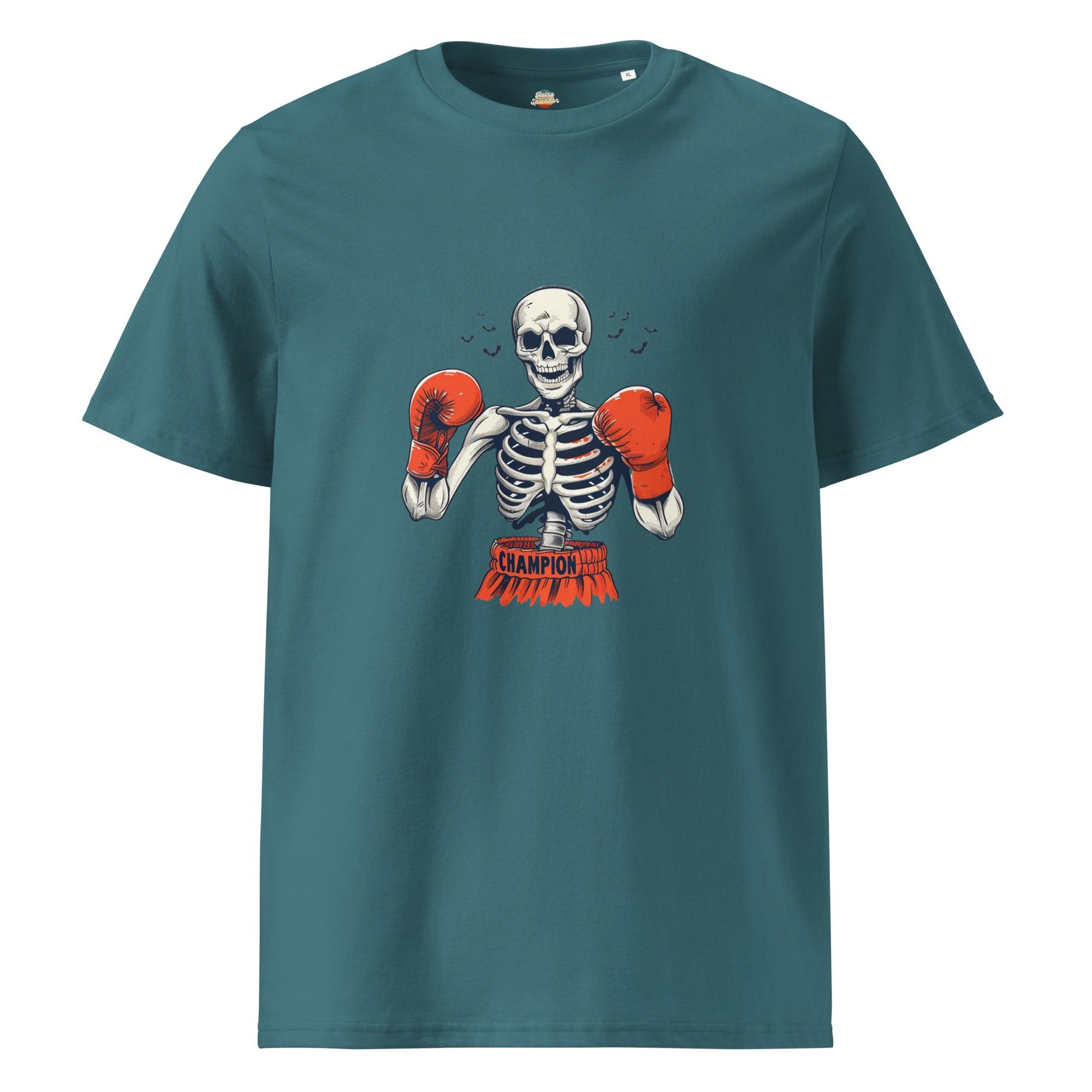 Halloween Knockout Skeleton - Unisex organic ribbed neck t-shirt
