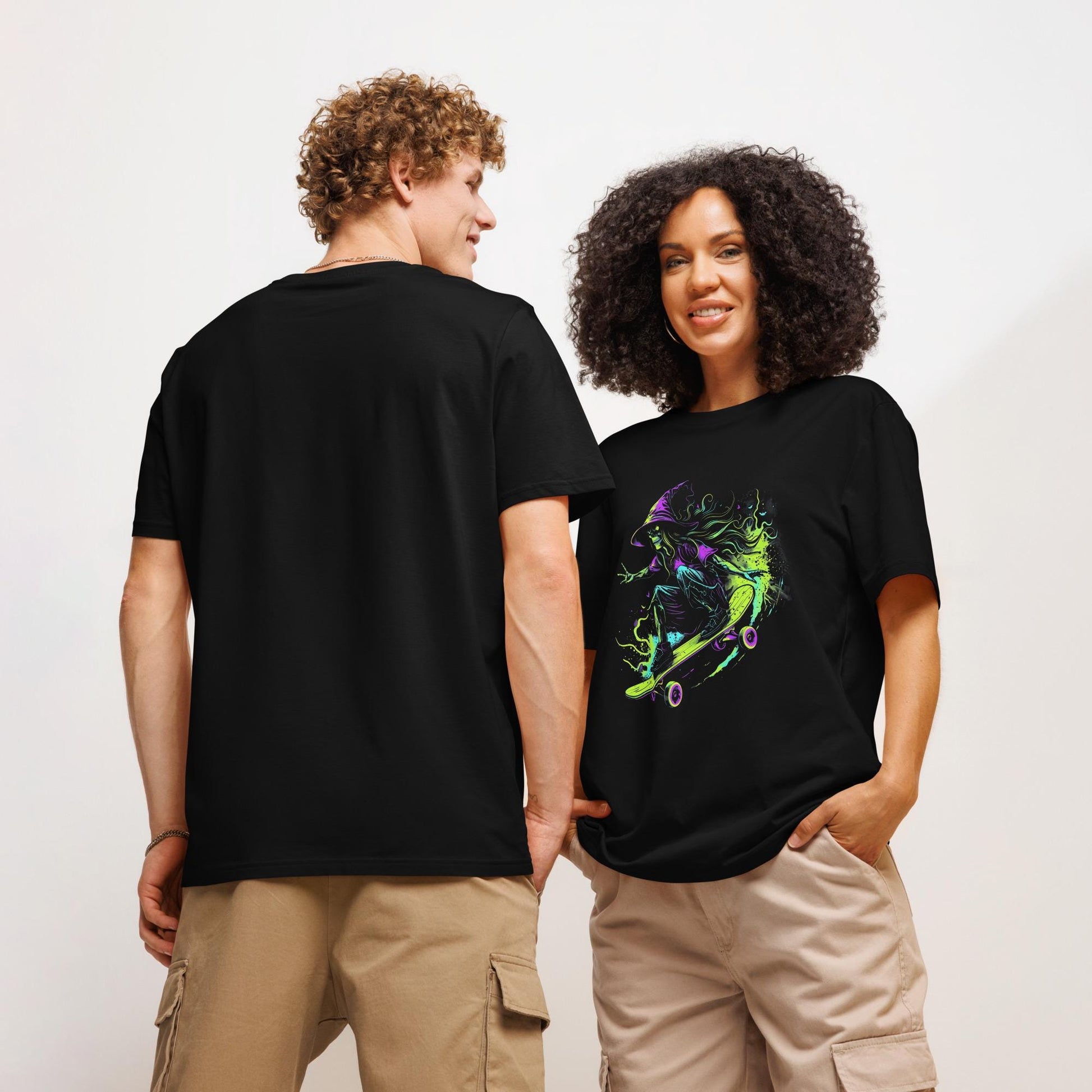 Neon Witch Skateboarding Shirt – Gothic Graphic Tee